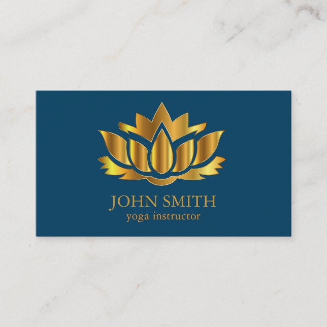 Modern Minimalist Black Guld Lotus Yoga-instruktör Visitkort (Framsida)