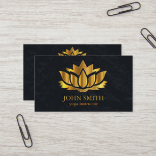 Modern Minimalist Black Guld Lotus Yoga-instruktör Visitkort