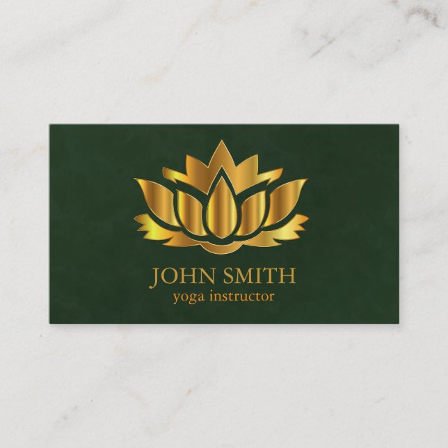 Modern Minimalist Black Guld Lotus Yoga-instruktör Visitkort (Framsida)