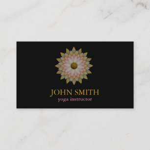 Modern Minimalist Black Guld Lotus Yoga-instruktör Visitkort