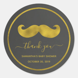 Modern Minimalist Black Guld Mustache Tack Runt Klistermärke