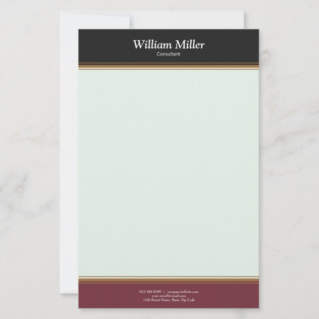 Modern minimalist Black Maroon Rand Brevpapper (Framsida)