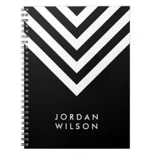 Modern minimalist Black med vit Chevron Anteckningsbok
