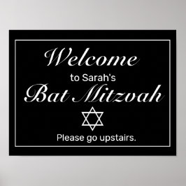 Modern Minimalist Black Mitzvah Welcome Sign Poster