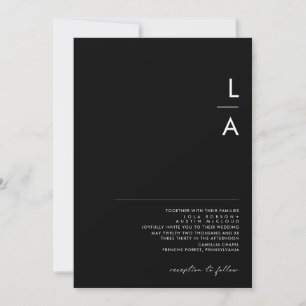 Modern minimalist   Black Monogram Bröllop Inbjudningar