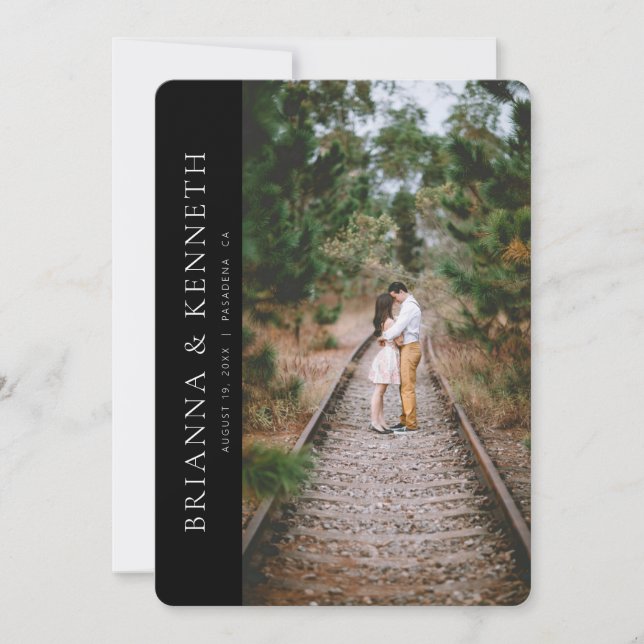 Modern Minimalist Black Photo Save the Date Inbjudningar (Framsida)