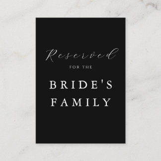 Modern Minimalist Black Reserved Wedding Sign Placeringskort