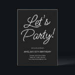 Modern Minimalist Black Script Birthday Party Chic Inbjudningar<br><div class="desc">This birthday party invitation features playful script lettering on a black background for a bold yet elegant look. The flowing typography feels celebratory while staying clean and modern. A versatile design that works beautifully for milestone birthdays,  cocktail parties,  or festive gatherings.</div>