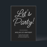 Modern Minimalist Black Script Birthday Party Chic Inbjudningar<br><div class="desc">This birthday party invitation features playful script lettering on a black background for a bold yet elegant look. The flowing typography feels celebratory while staying clean and modern. A versatile design that works beautifully for milestone birthdays,  cocktail parties,  or festive gatherings.</div>