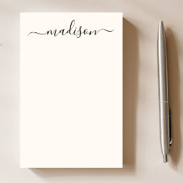 Modern minimalist Black Typography Chic Namn Post-it Block