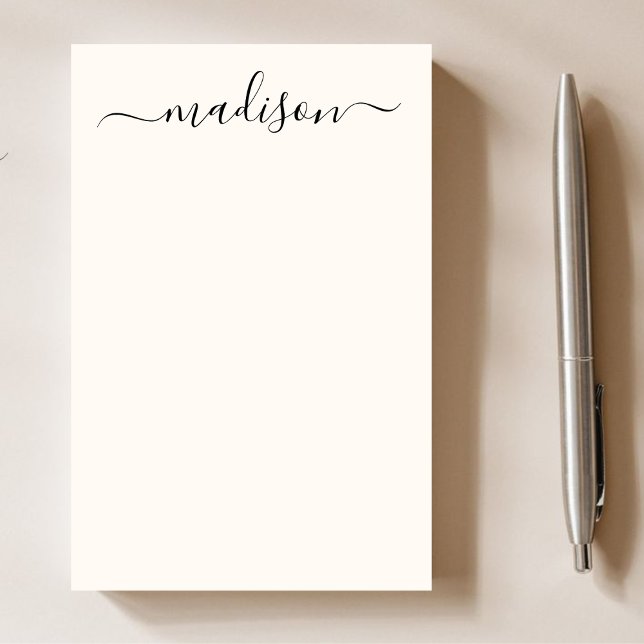 Modern minimalist Black Typography Chic Namn Post-it Block (Skapare uppladdad)