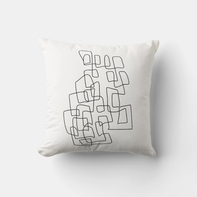 Modern Minimalist Black White Abstrakt Line Art Kudde (Framsida)