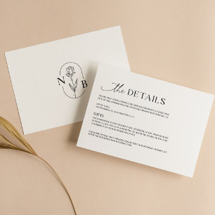 Modern minimalist Black White Boho Bröllop Tilläggskort