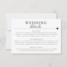 Modern Minimalist Black White Bröllop-informations Inbjudningar