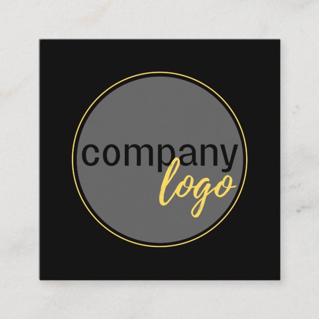 MODERN MINIMALIST BLACK WHITE COMPANY LOGOTYP ANPA FYRKANTIGT VISITKORT (Framsida)