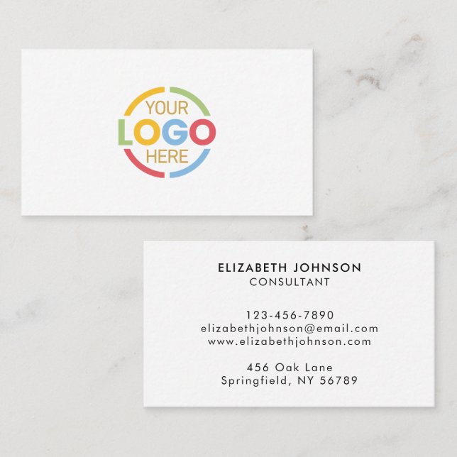 Modern Minimalist Black White Company Logotyp Busi Visitkort (Fram/baksida)