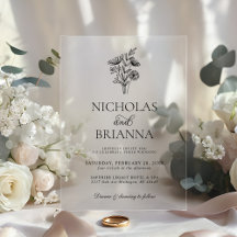 Modern Minimalist Black White Floral Wedding