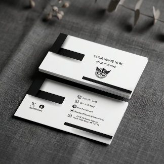 Modern Minimalist Black & White Logo Business Card Visitkort
