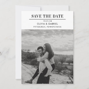 Modern minimalist Black White Photo Save Date Spara Datumet