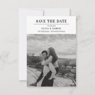 Modern minimalist Black White Photo Save Date Spara Datumet