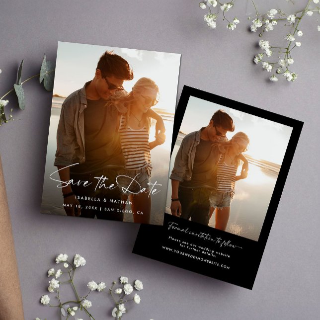 Modern minimalist Black White Photo Save Date Spara Datumet (Skapare uppladdad)
