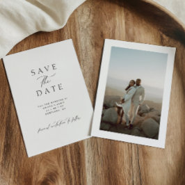 Modern Minimalist Black & White Photo Wedding Spara Datumet