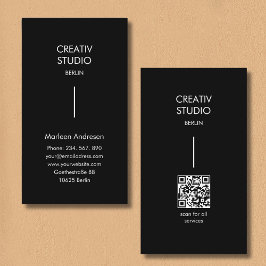 Modern Minimalist Black White QR Code Visitkort