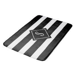 Modern Minimalist Black White Rand Monogram Badrumsmatta
