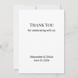 Modern Minimalist Black White Wedding Thank You  Tack Kort