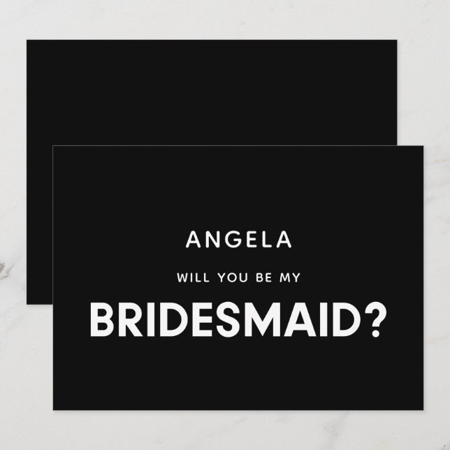 Modern minimalist, blir du mitt bridesmaikort inbjudningar (Fram/baksida)