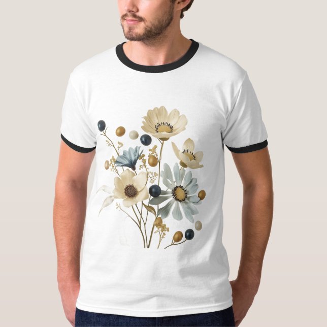 Modern minimalist blomdesign  t shirt (Framsida)