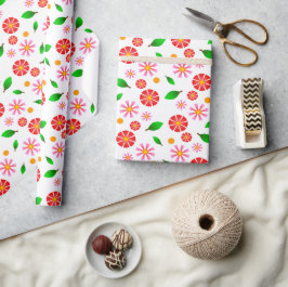 Modern minimalist blomster Mönster vit bakgrund Presentpapper