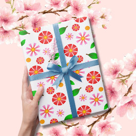 Modern minimalist blomster Mönster vit bakgrund Presentpapper
