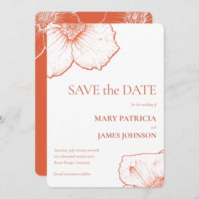 Modern minimalist blomsterinspiration Verona solne Spara Datumet (Fram/baksida)