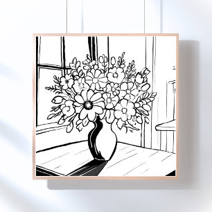 Modern minimalist blomvas poster