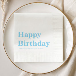Modern Minimalist Blue Birthday Pappersservett