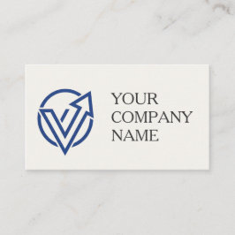 Modern Minimalist Blue Logo Business Card QR Code  Visitkort