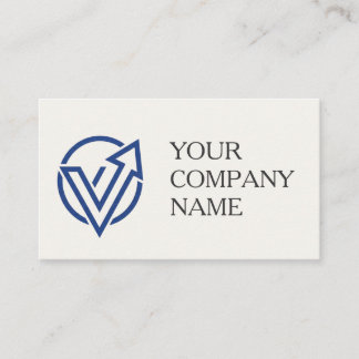 Modern Minimalist Blue Logo Business Card QR Code  Visitkort