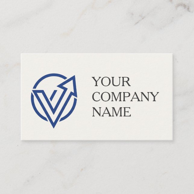 Modern Minimalist Blue Logo Business Card QR Code  Visitkort (Framsida)