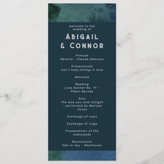 Modern Minimalist Blue Teal Program (Framsida)