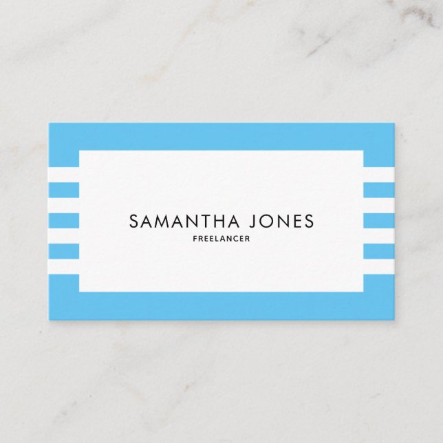 Modern minimalist Blue White Rand Freelancer Visitkort (Framsida)