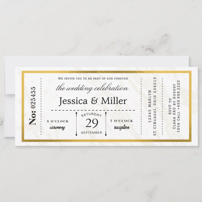 Modern Minimalist Boarding Pass Wedding Invitation Inbjudningar (Framsida)