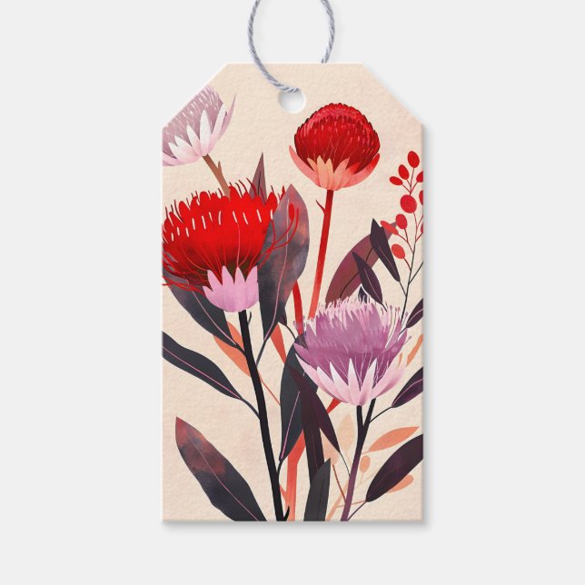 Modern Minimalist Boho Blommig Botanisk Presentetikett (Framsidan)