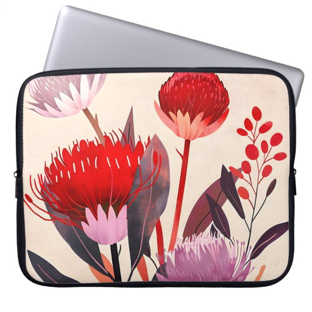 Modern minimalist boho blomster botanisk laptop fodral (Framsidan)