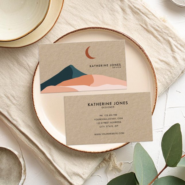 Modern Minimalist Boho Chic Kraft Visitkort (Skapare uppladdad)