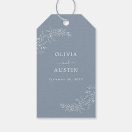 Modern minimalist Boho Dusty Blue Bröllop Presentetikett