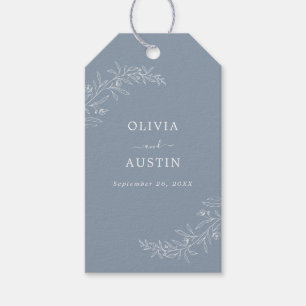 Modern minimalist Boho Dusty Blue Bröllop Presentetikett