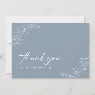 Modern minimalist Boho Dusty Blue Bröllop Tack Kort