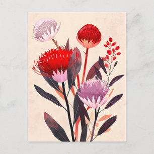 Modern minimalist boho floral botanisk helg vykort