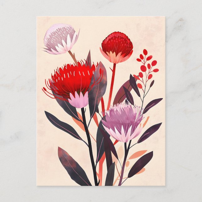 Modern minimalist boho floral botanisk helg vykort (Framsida)